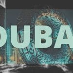 Dubai light green color. Background image of Dubai museum of the future.