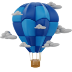 Blue hot air balloon