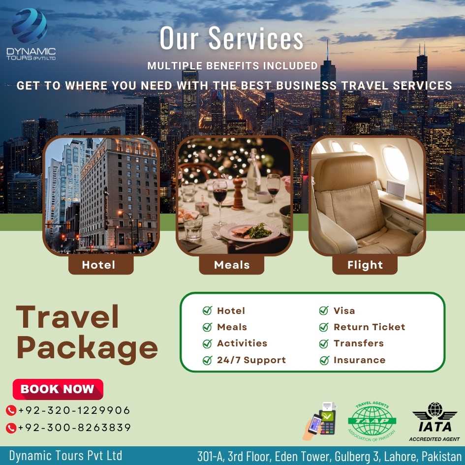 Dynamic tours corporate travel services of Hotel booking , flight booking and meals.
