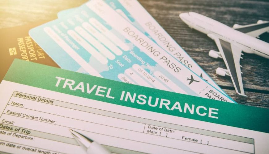 Travel Insurance form at the top of Boarding pass.
