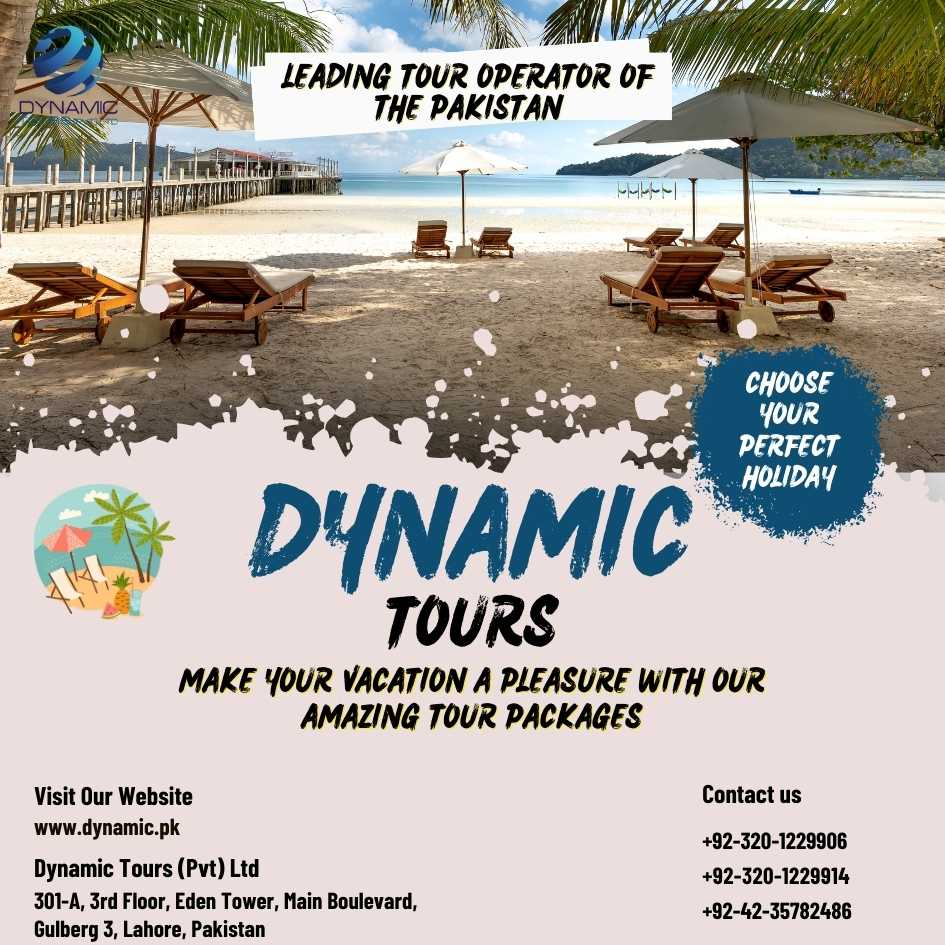 Beach comfortable seats with umbrella on the beach. Dynamic tours vacation package specialist.