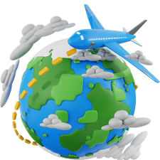 Blue Plane flying around globe
